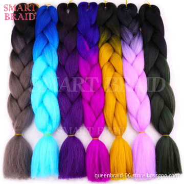 Ombre Braiding Hair Yaki Jumbo Braid Hair Extension Ombre Colors Low Temperature Synthetic Fiber Soft Healthy